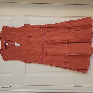 Chelsea and Violet Sleeveless Dress-Salmon color eyelet dress